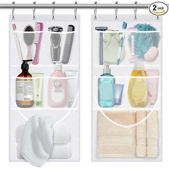 2 Pack Mesh Hanging Shower Caddy Organizer Quick Dry Pockets for Bathroom RV - Picture 7 of 7